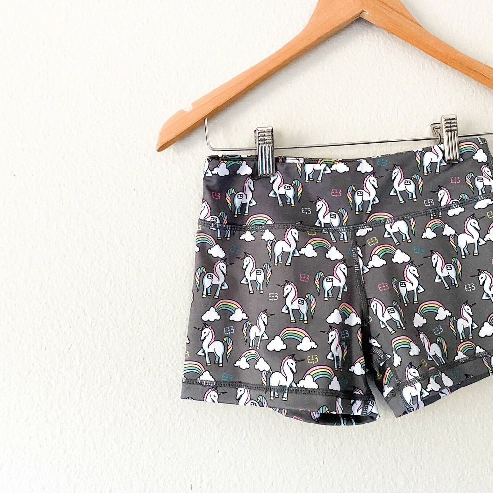 IAB mfg Unicorn Gray Booty Workout Shorts Spandex - Picture 3 of 5